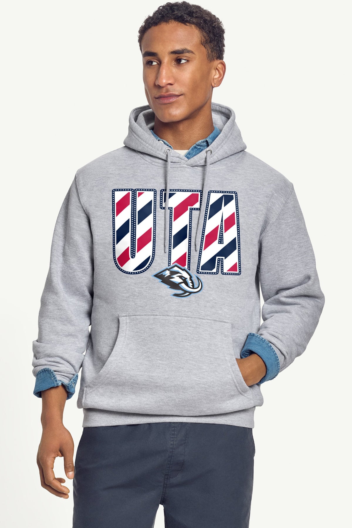 MENS UTAH MAMMOTH STARS AND STRIPES HOODIE - Grey