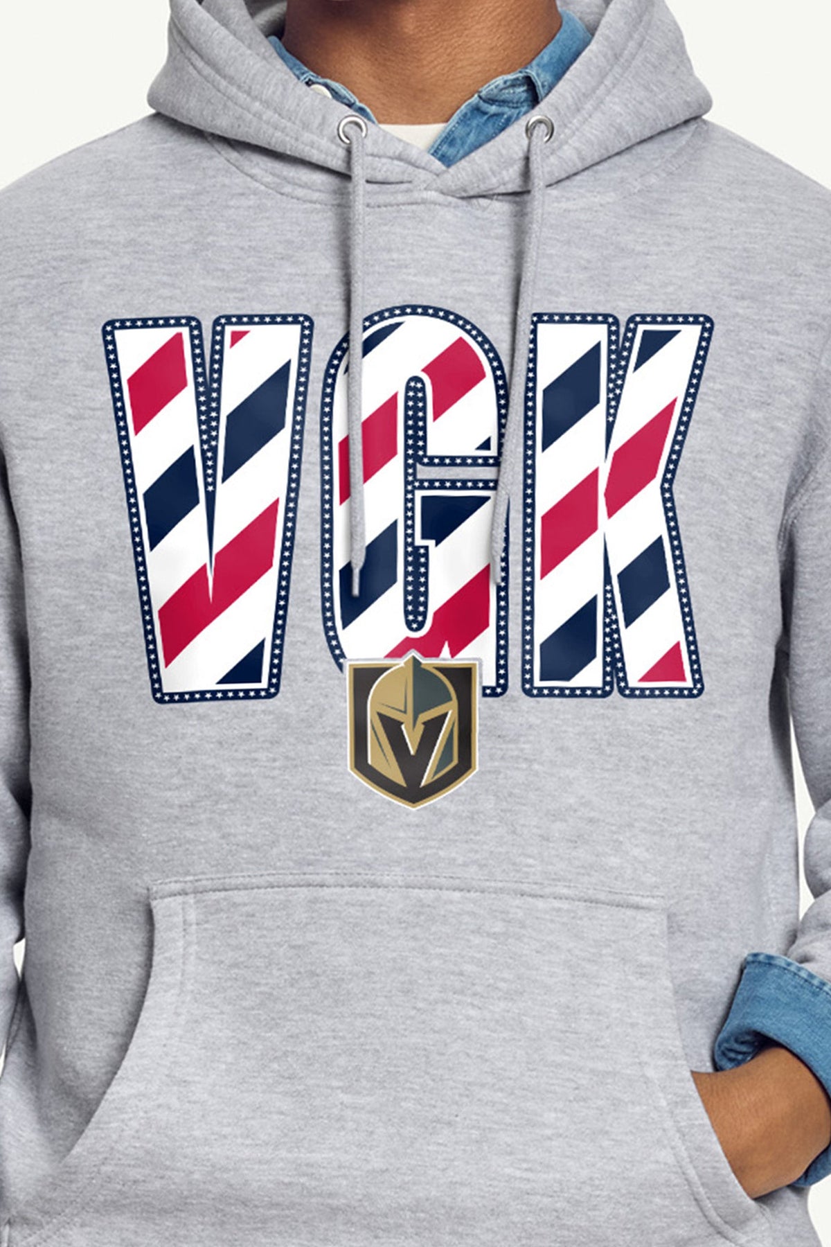 MENS VEGAS GOLDEN KNIGHTS STARS AND STRIPES HOODIE - Grey
