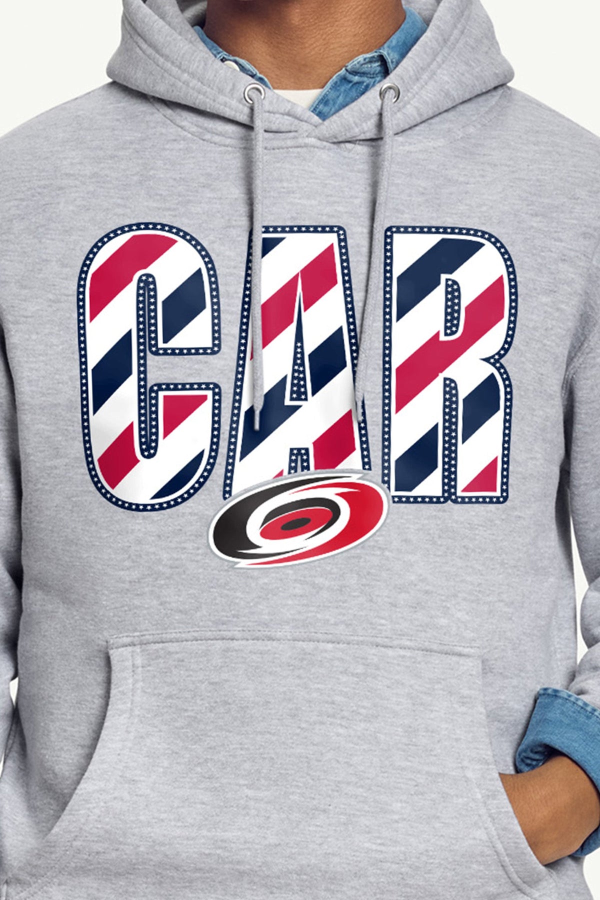 MENS CAROLINA HURRICANES STARS AND STRIPES HOODIE - Grey