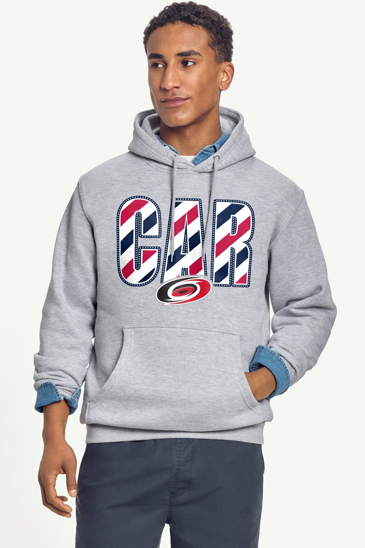 MENS CAROLINA HURRICANES STARS AND STRIPES HOODIE - Grey