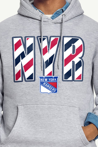 MENS NEW YORK RANGERS STARS AND STRIPES HOODIE - Grey