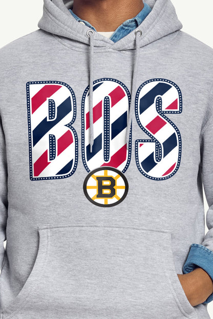 MENS BOSTON BRUINS STARS AND STRIPES HOODIE - Grey