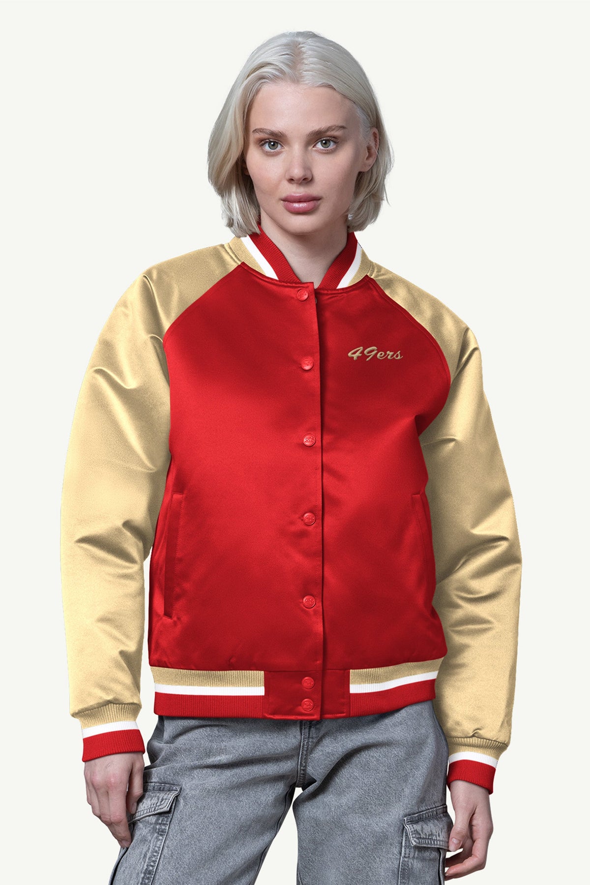 WOMENS SAN FRANCISCO 49ERS FINAL SCORE SATIN VARSITY JACKET - Starter