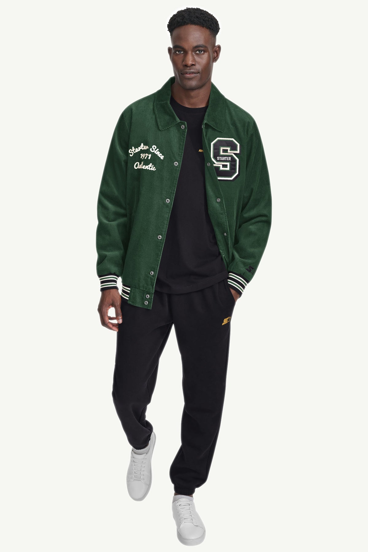 MENS STARTER CORDUROY VARSITY JACKET - Green