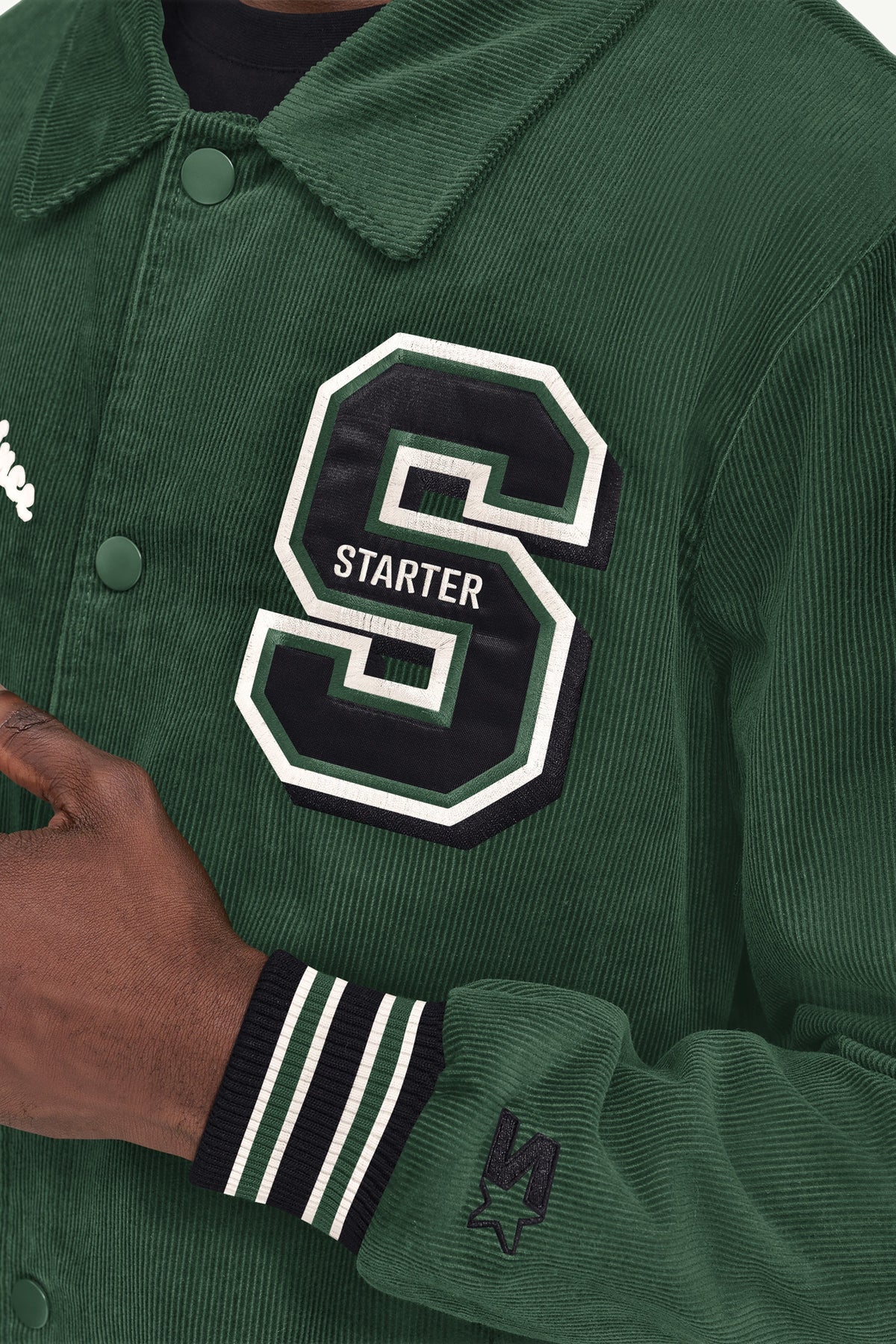 MENS STARTER CORDUROY VARSITY JACKET - Green