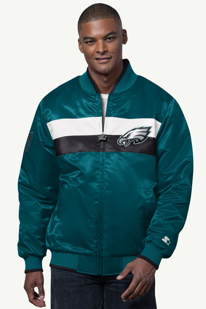 MENS PHILADELPHIA EAGLES AMBASSADOR SATIN VARSITY JACKET - Starter