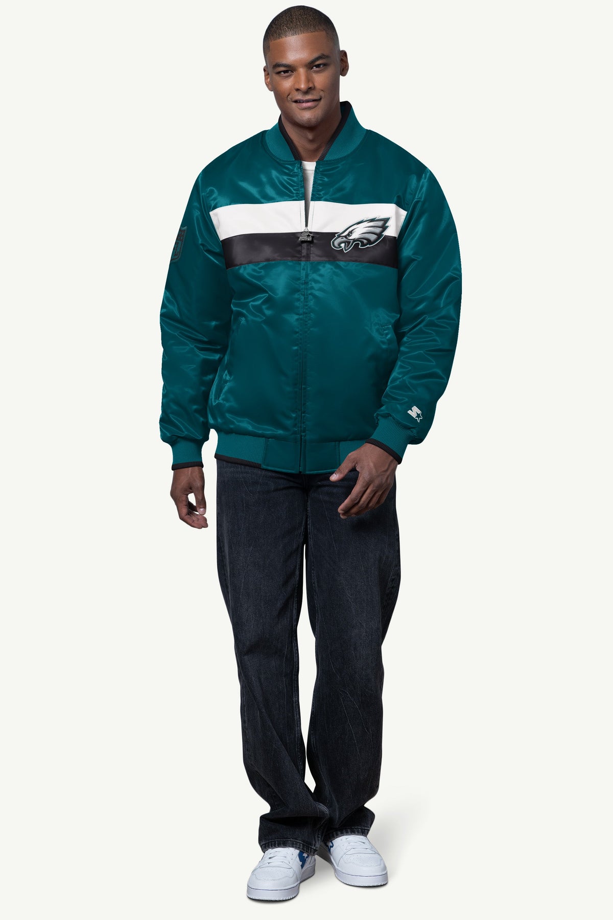MENS PHILADELPHIA EAGLES AMBASSADOR SATIN VARSITY JACKET - Starter