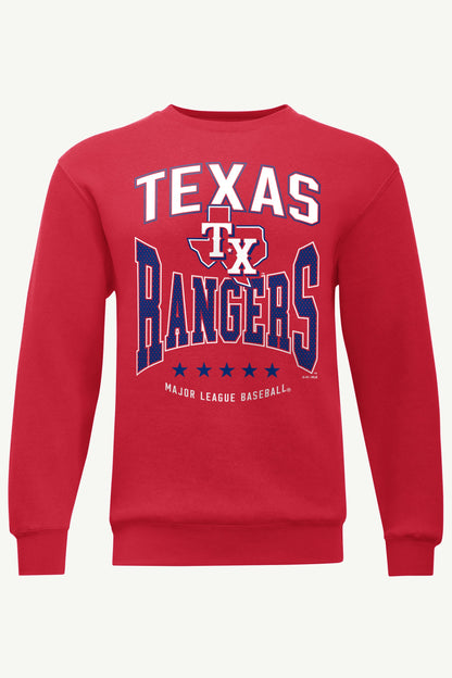 MENS TEXAS RANGERS CENTER SQUEEZE SWEATSHIRT - Red