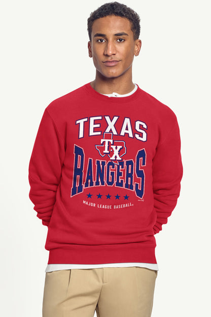 MENS TEXAS RANGERS CENTER SQUEEZE SWEATSHIRT - Red