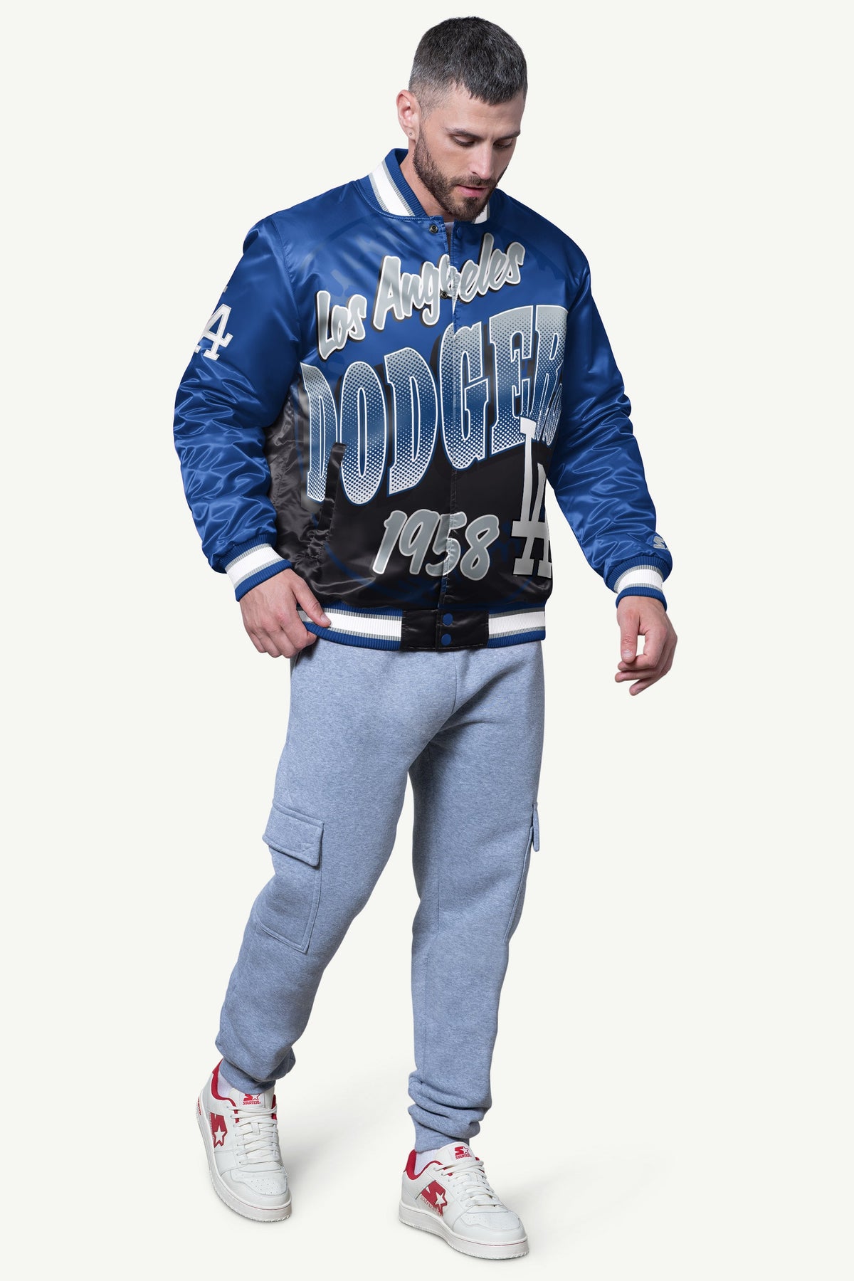 MENS LOS ANGELES DODGERS PASS RUSH SATIN VARSITY JACKET - Starter