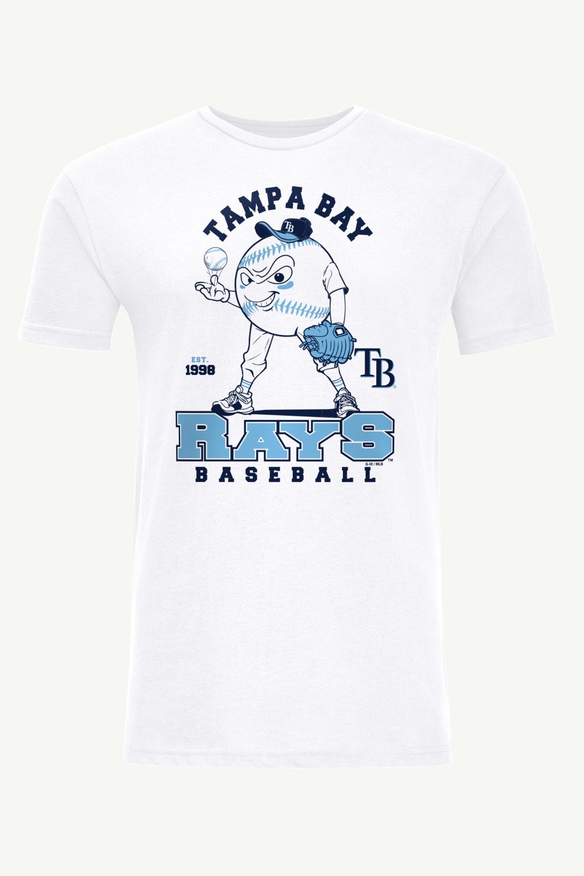 MENS TAMPA BAY RAYS BASEBALL CHARACTER SHORT SLEEVE T SHIRT - White