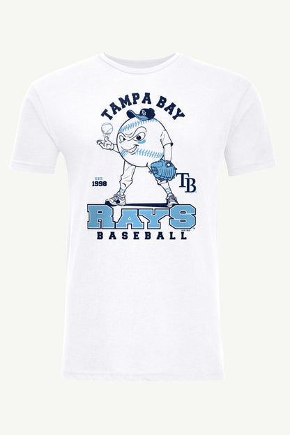 MENS TAMPA BAY RAYS BASEBALL CHARACTER SHORT SLEEVE T SHIRT - White