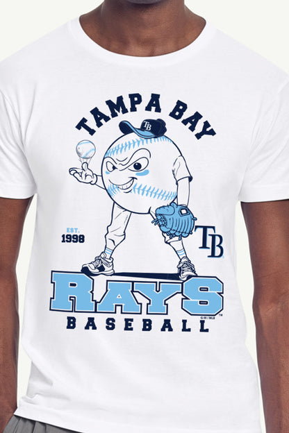 MENS TAMPA BAY RAYS BASEBALL CHARACTER SHORT SLEEVE T SHIRT - White