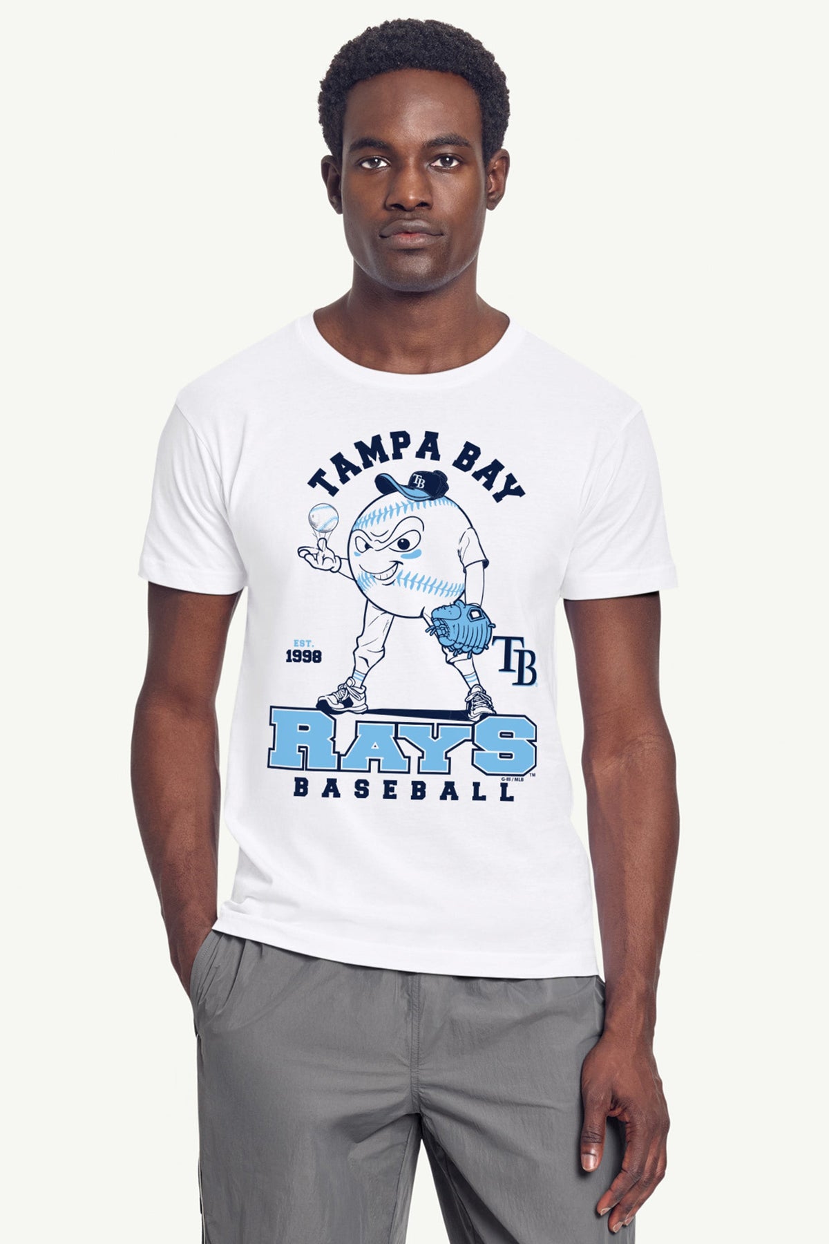 MENS TAMPA BAY RAYS BASEBALL CHARACTER SHORT SLEEVE T SHIRT - White