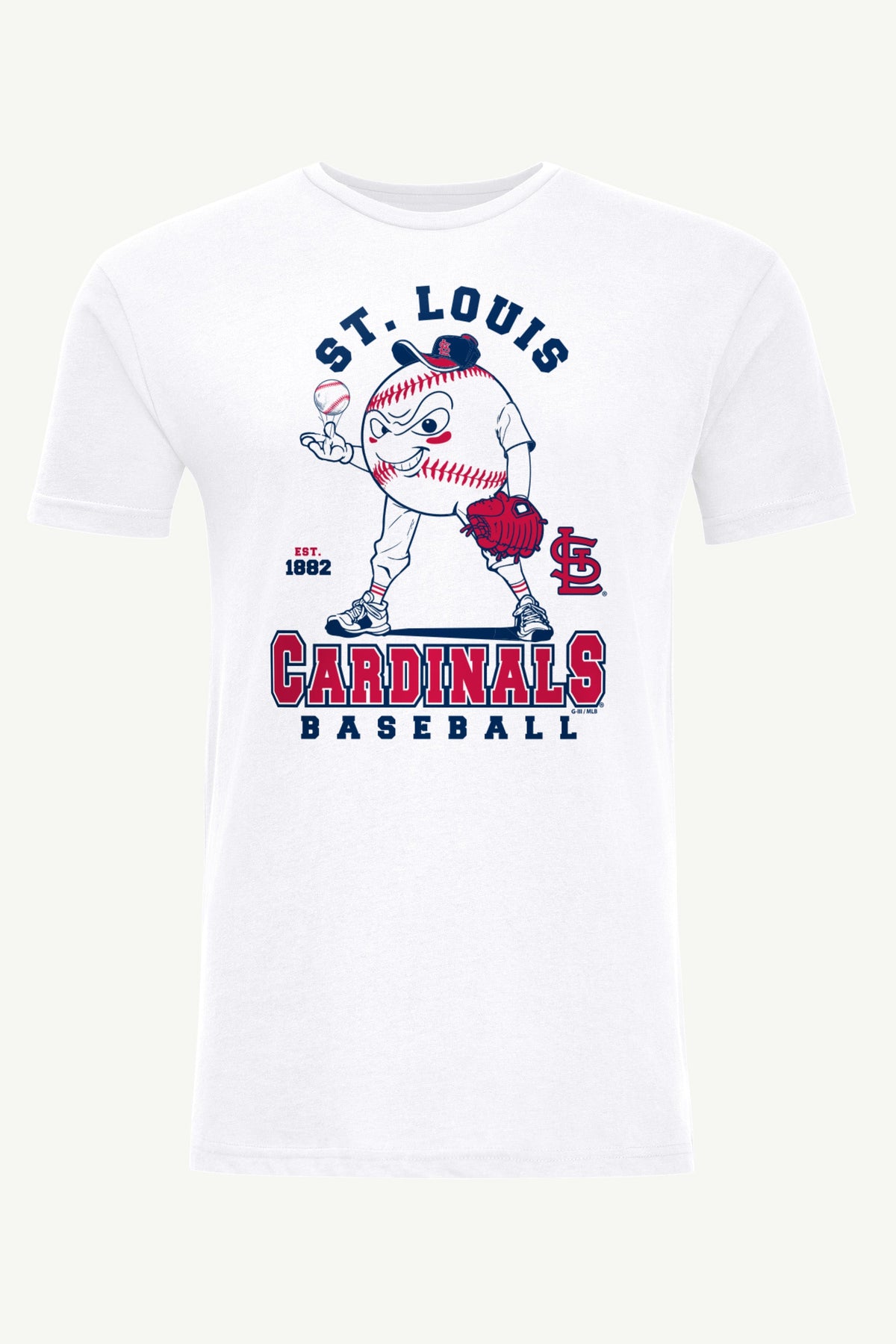 MENS ST. LOUIS CARDINALS  BASEBALL CHARACTER SHORT SLEEVE T SHIRT - White