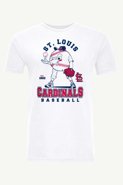 MENS ST. LOUIS CARDINALS  BASEBALL CHARACTER SHORT SLEEVE T SHIRT - White