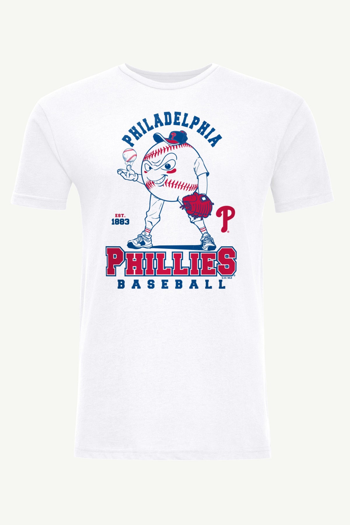 MENS PHILADELPHIA PHILLIES BASEBALL CHARACTER SHORT SLEEVE T SHIRT - White