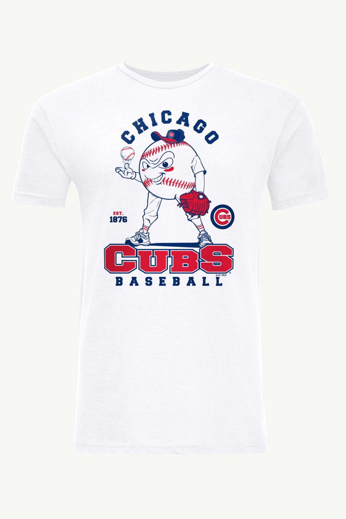 MENS CHICAGO CUBS BASEBALL CHARACTER SHORT SLEEVE T SHIRT - White