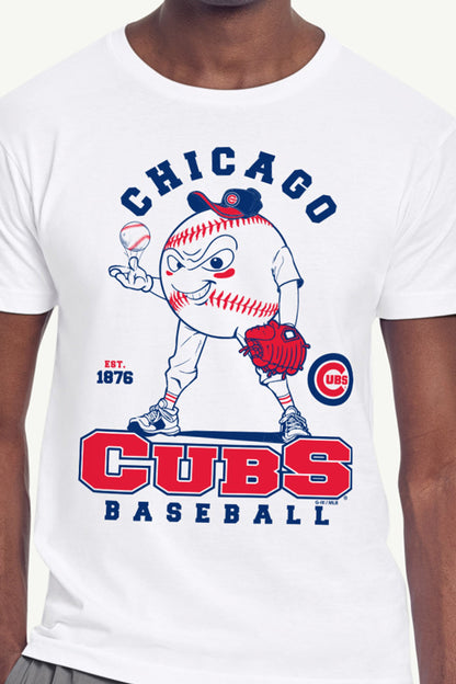 MENS CHICAGO CUBS BASEBALL CHARACTER SHORT SLEEVE T SHIRT - White