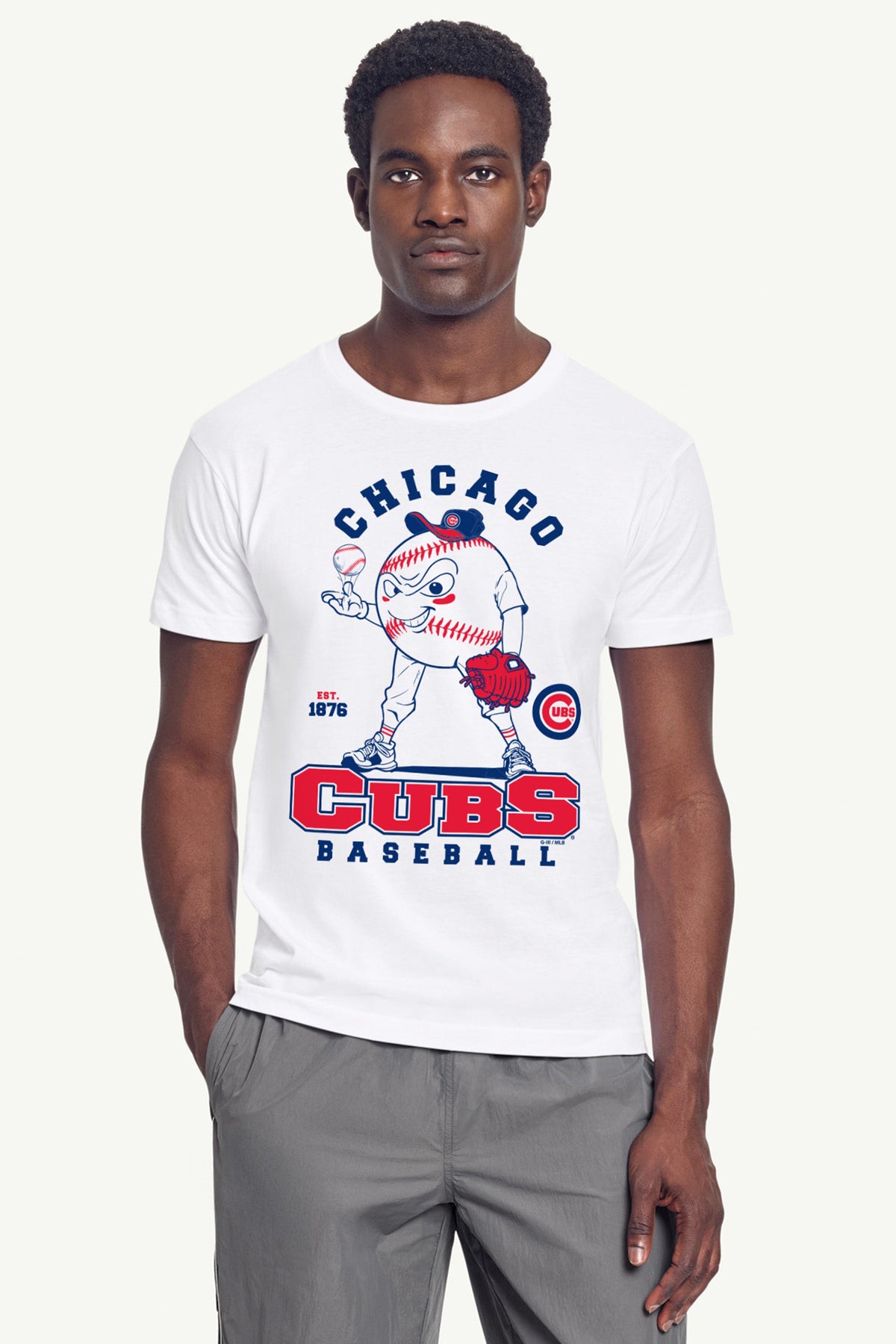 MENS CHICAGO CUBS BASEBALL CHARACTER SHORT SLEEVE T SHIRT - White