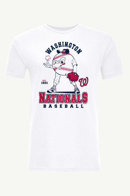 MENS WASHINGTON NATIONALS BASEBALL CHARACTER SHORT SLEEVE T SHIRT - White
