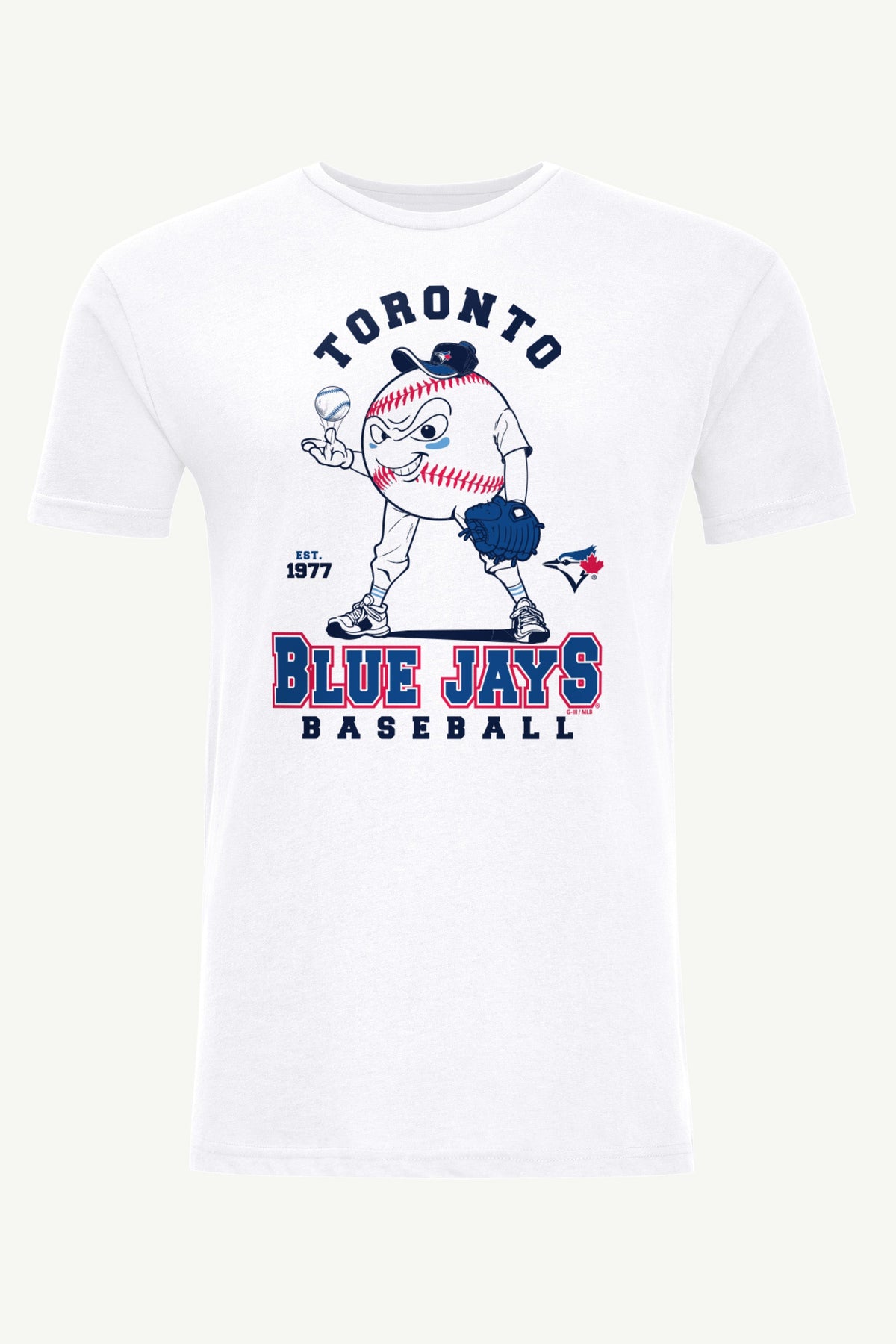 MENS TORONTO BLUE JAYS BASEBALL CHARACTER SHORT SLEEVE T SHIRT - White