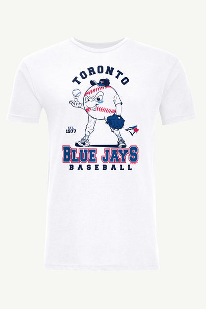 MENS TORONTO BLUE JAYS BASEBALL CHARACTER SHORT SLEEVE T SHIRT - White