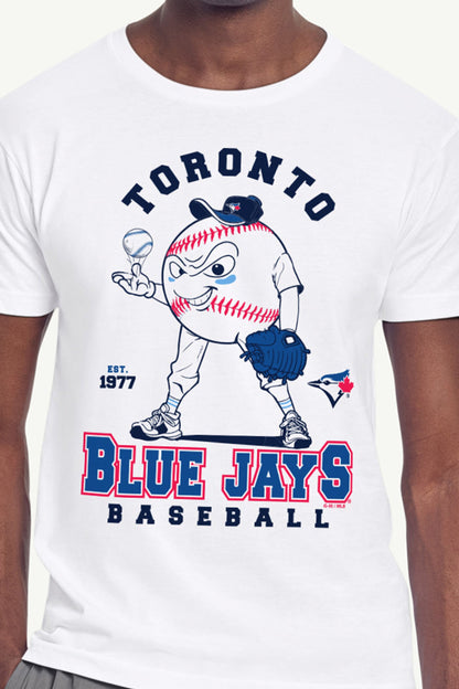 MENS TORONTO BLUE JAYS BASEBALL CHARACTER SHORT SLEEVE T SHIRT - White