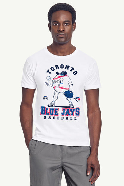 MENS TORONTO BLUE JAYS BASEBALL CHARACTER SHORT SLEEVE T SHIRT - White