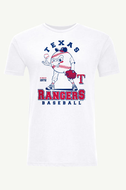MENS TEXAS RANGERS BASEBALL CHARACTER SHORT SLEEVE T SHIRT - White
