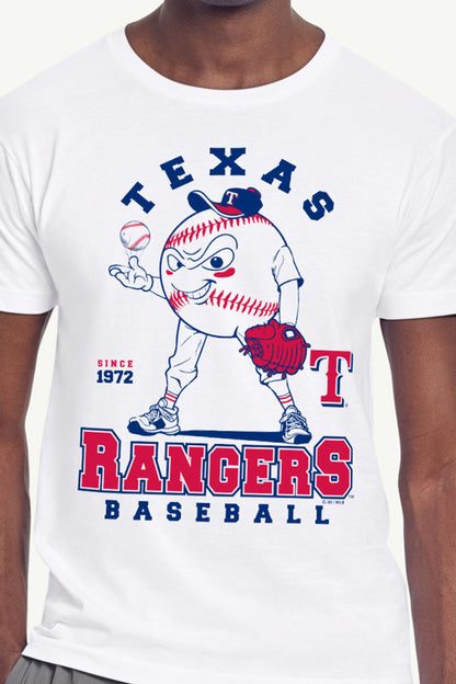 MENS TEXAS RANGERS BASEBALL CHARACTER SHORT SLEEVE T SHIRT - White