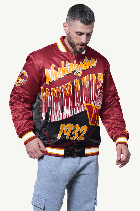 MENS WASHINGTON COMMANDERS PASS RUSH SATIN VARSITY JACKET - Starter