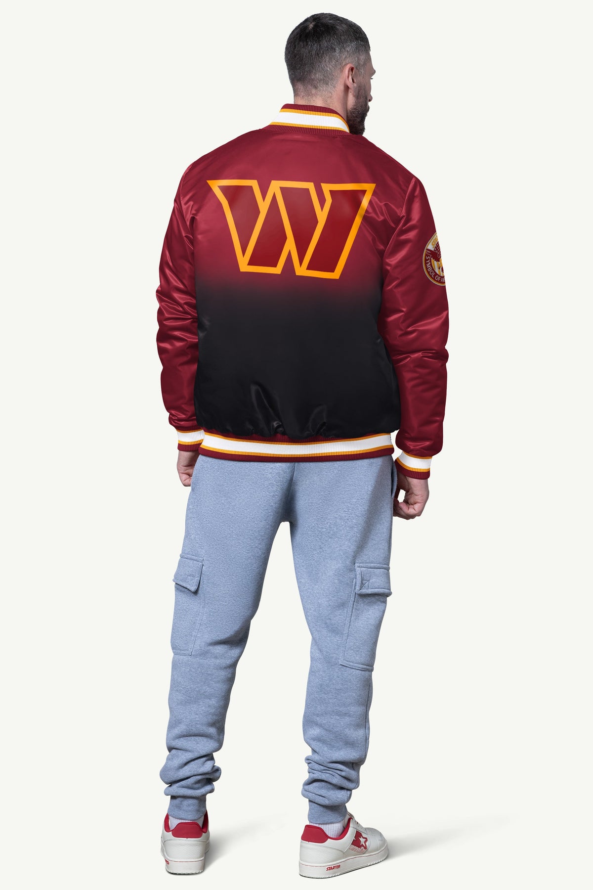 MENS WASHINGTON COMMANDERS PASS RUSH SATIN VARSITY JACKET - Starter