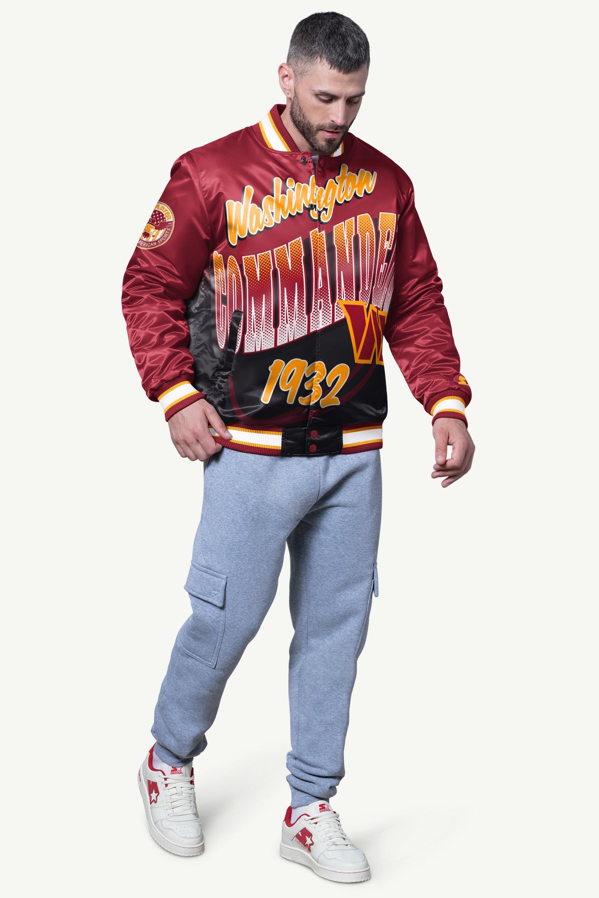 MENS WASHINGTON COMMANDERS PASS RUSH SATIN VARSITY JACKET - Starter
