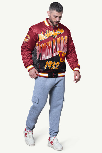 MENS WASHINGTON COMMANDERS PASS RUSH SATIN VARSITY JACKET - Starter