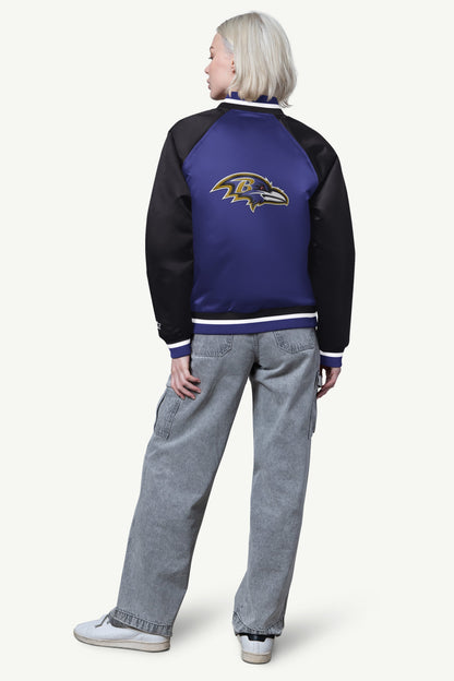 WOMENS BALTIMORE RAVENS FINAL SCORE SATIN VARSITY JACKET - Starter