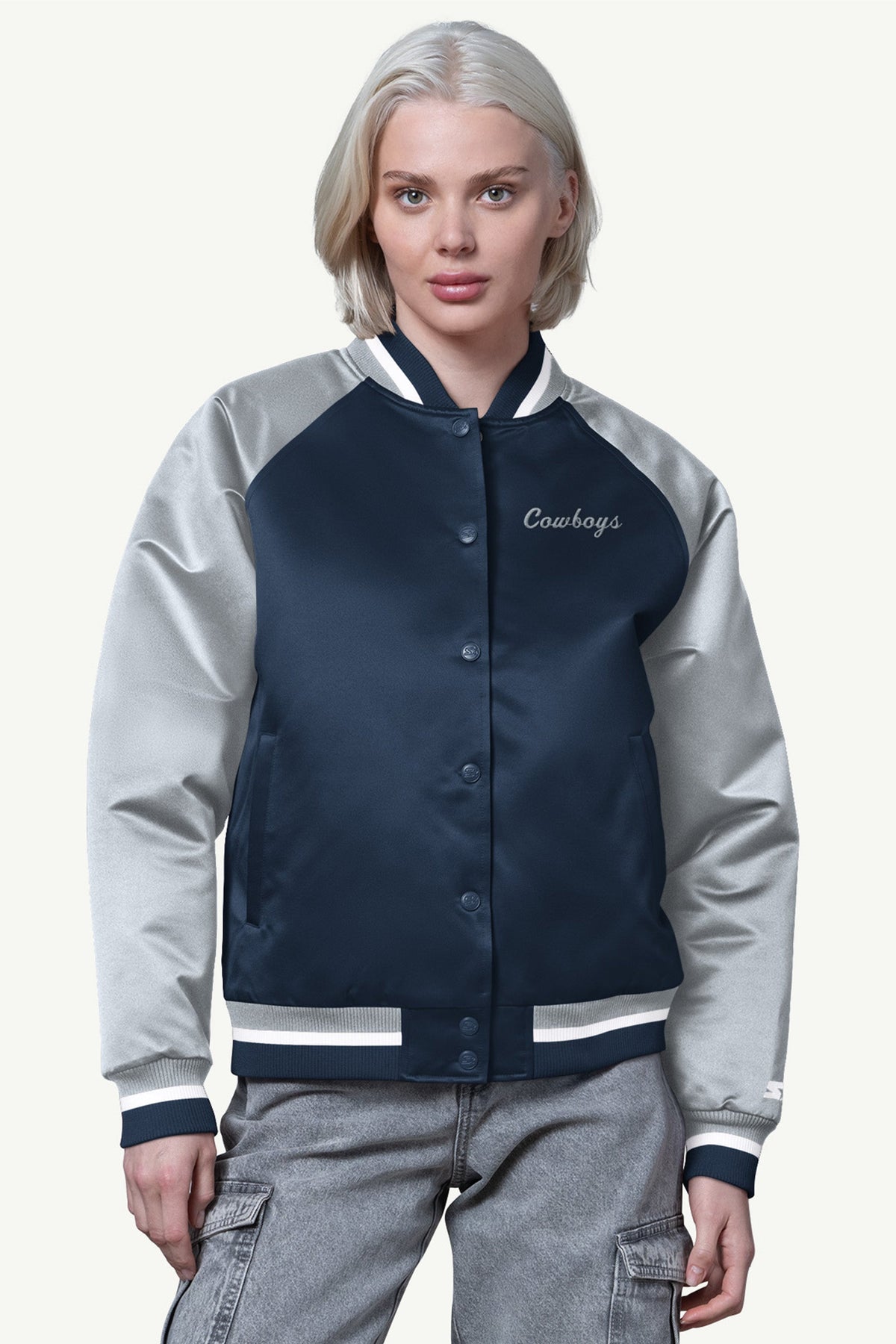 WOMENS DALLAS COWBOYS FINAL SCORE SATIN VARSITY JACKET - Starter