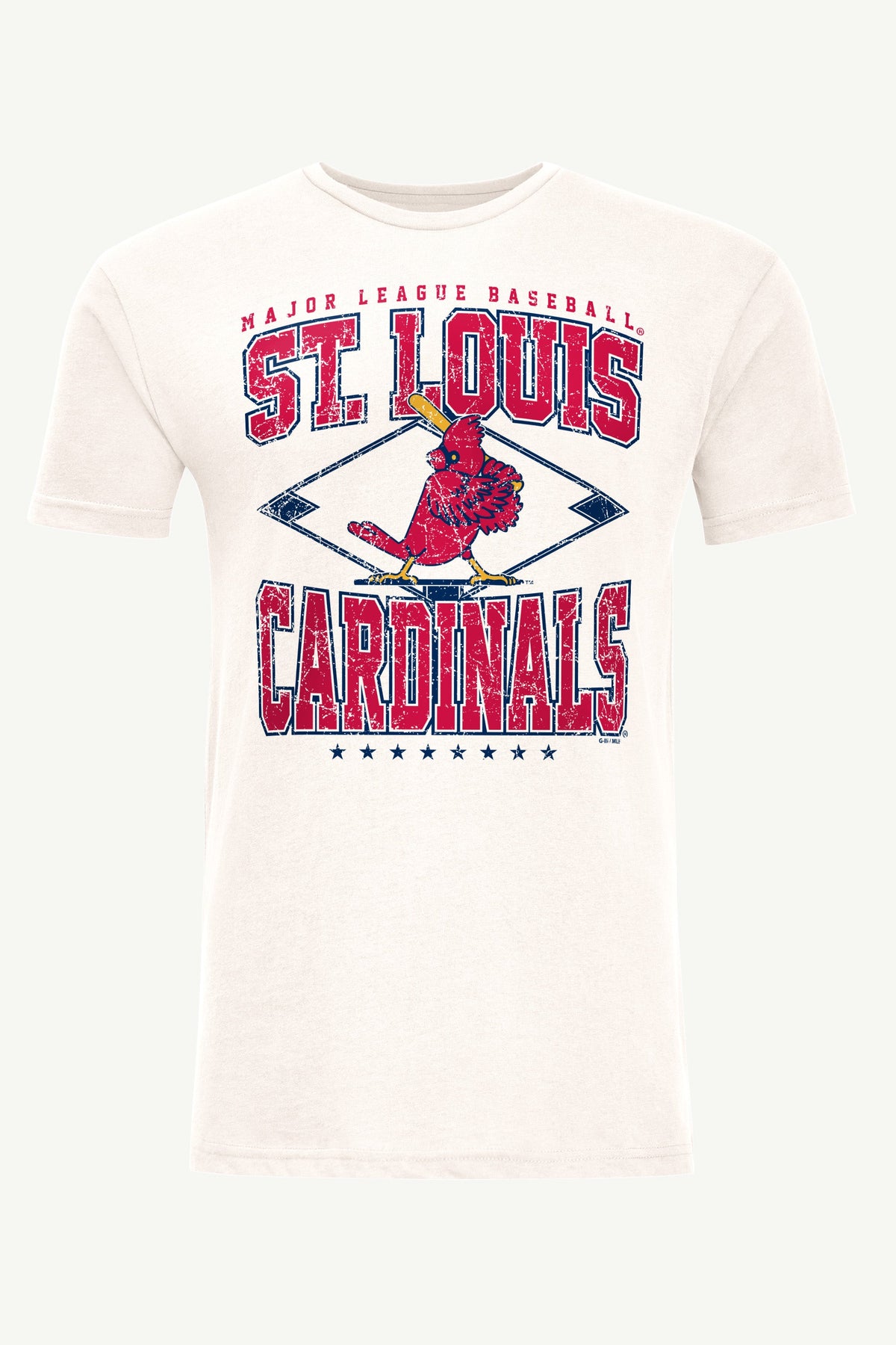 MENS ST. LOUIS CARDINALS DISTRESSED COOPERSTOWN DIAMOND SHORT SLEEVE T SHIRT - Vintage White