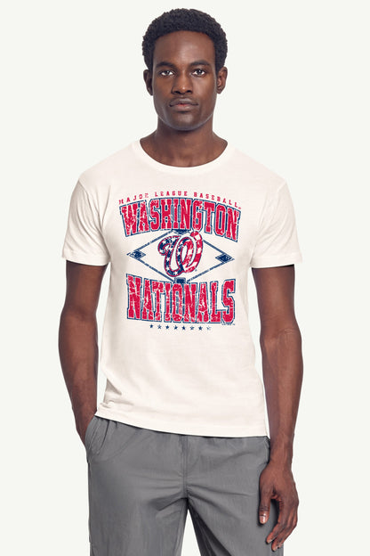 MENS WASHINGTON NATIONALS DISTRESSED COOPERSTOWN DIAMOND SHORT SLEEVE T SHIRT - Vintage White