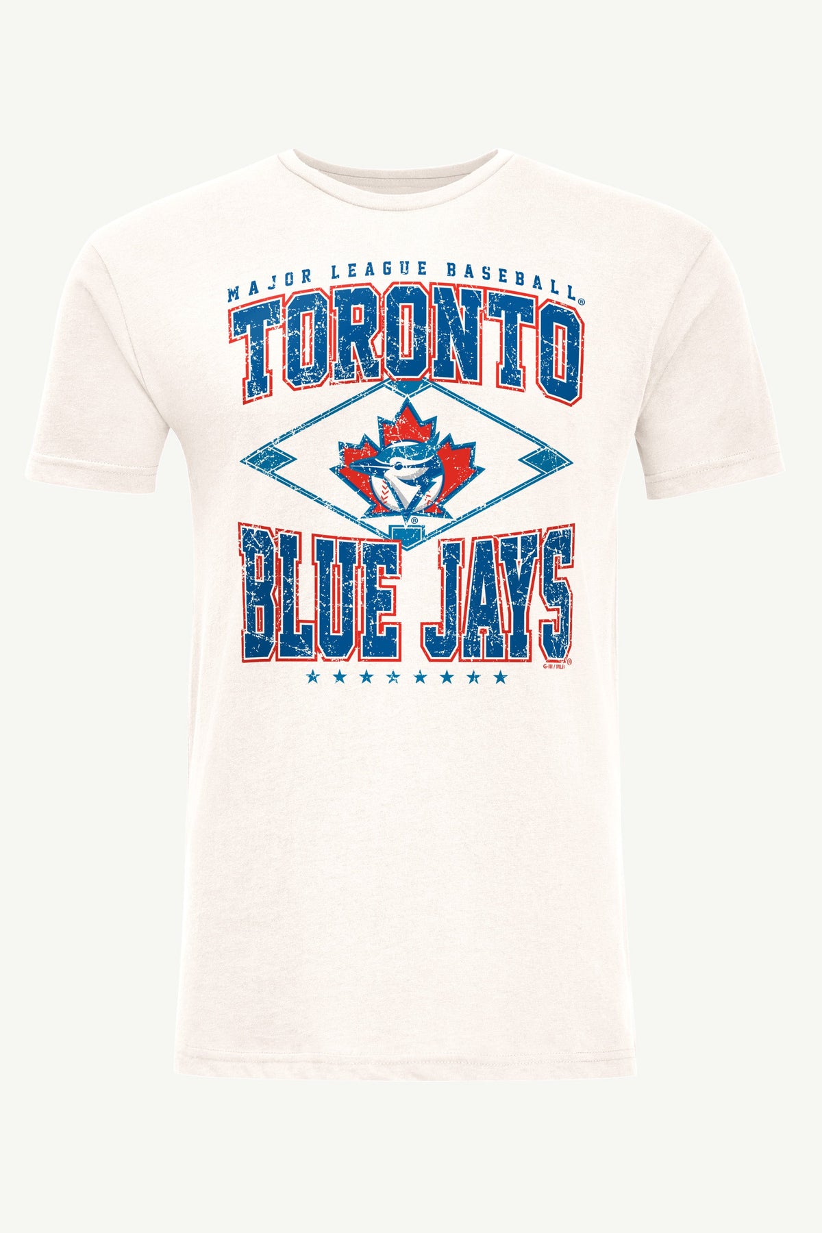 MENS TORONTO BLUE JAYS DISTRESSED COOPERSTOWN DIAMOND SHORT SLEEVE T SHIRT - Vintage White