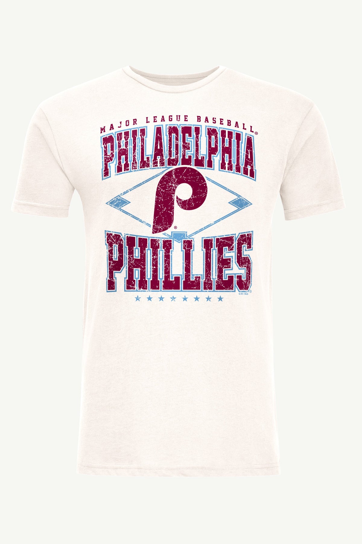 MENS PHILADELPHIA PHILLIES DISTRESSED COOPERSTOWN DIAMOND SHORT SLEEVE T SHIRT - Vintage White