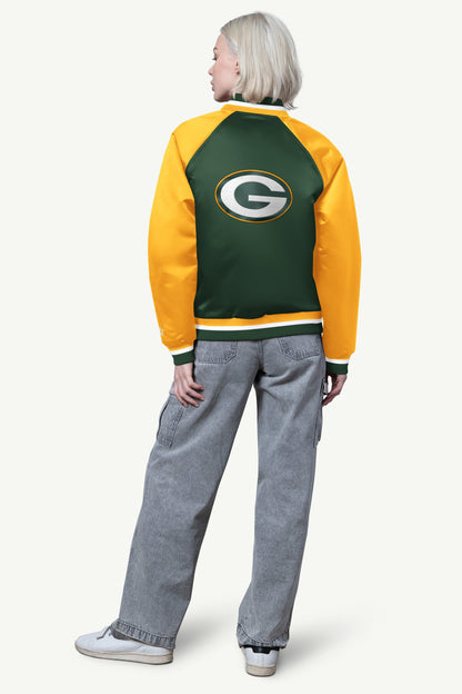 WOMENS GREEN BAY PACKERS FINAL SCORE SATIN VARSITY JACKET - Starter
