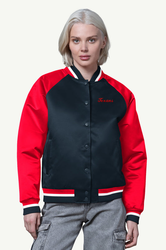 WOMENS HOUSTON TEXANS FINAL SCORE SATIN VARSITY JACKET - Starter