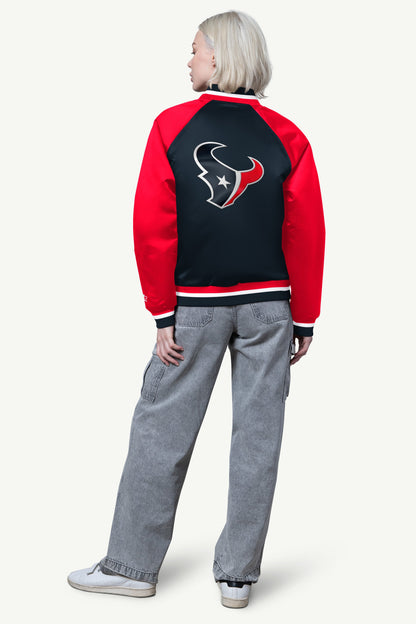 WOMENS HOUSTON TEXANS FINAL SCORE SATIN VARSITY JACKET - Starter