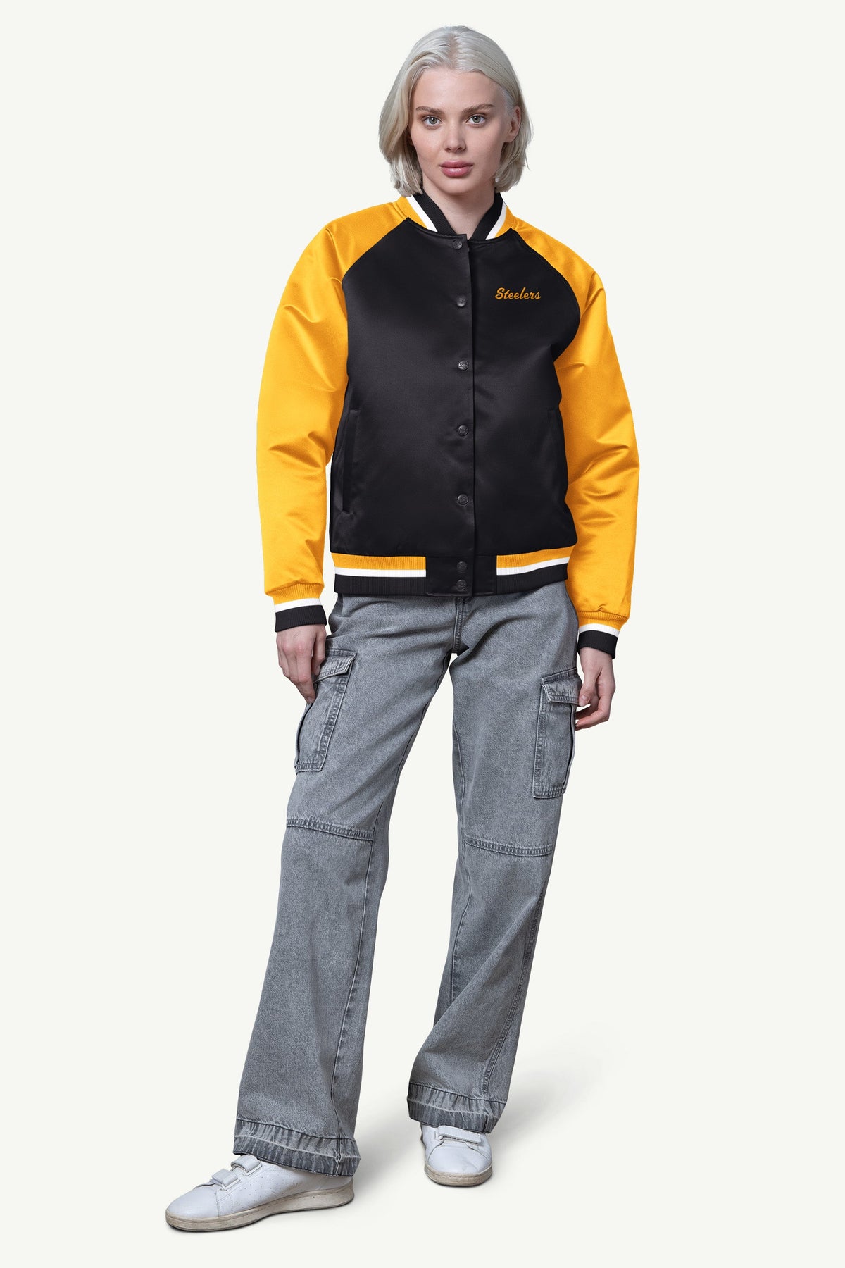 WOMENS PITTSBURGH STEELERS FINAL SCORE SATIN VARSITY JACKET - Starter
