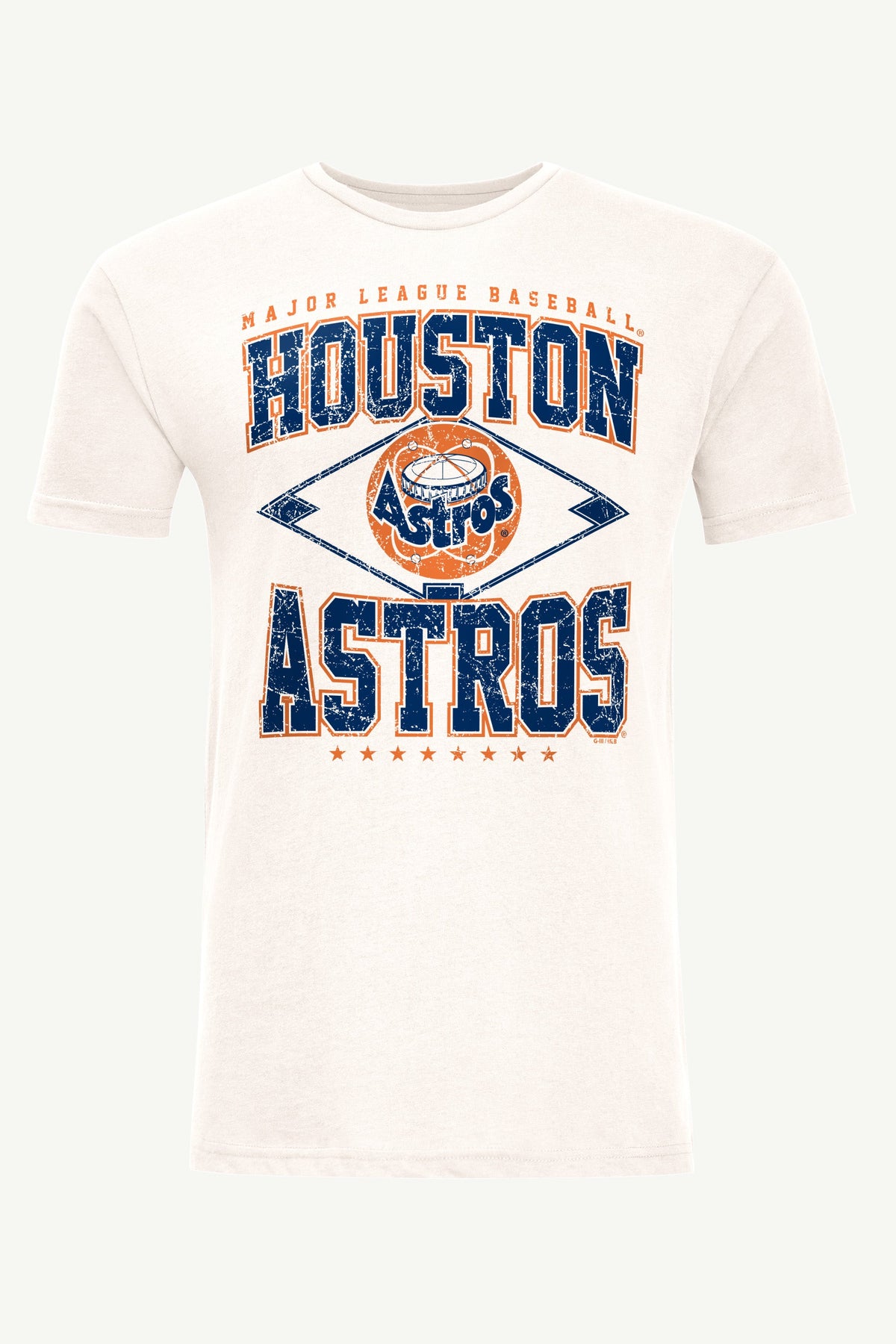 MENS HOUSTON ASTROS DISTRESSED COOPERSTOWN DIAMOND SHORT SLEEVE T SHIRT - Vintage White