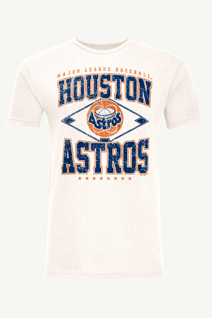 MENS HOUSTON ASTROS DISTRESSED COOPERSTOWN DIAMOND SHORT SLEEVE T SHIRT - Vintage White