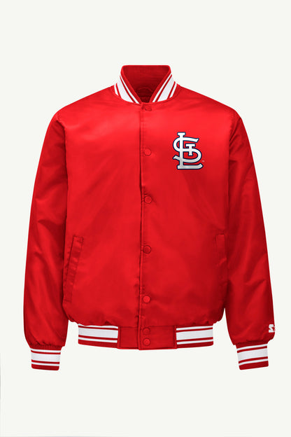MENS ST LOUIS CARDINALS SATIN VARSITY JACKET - Red