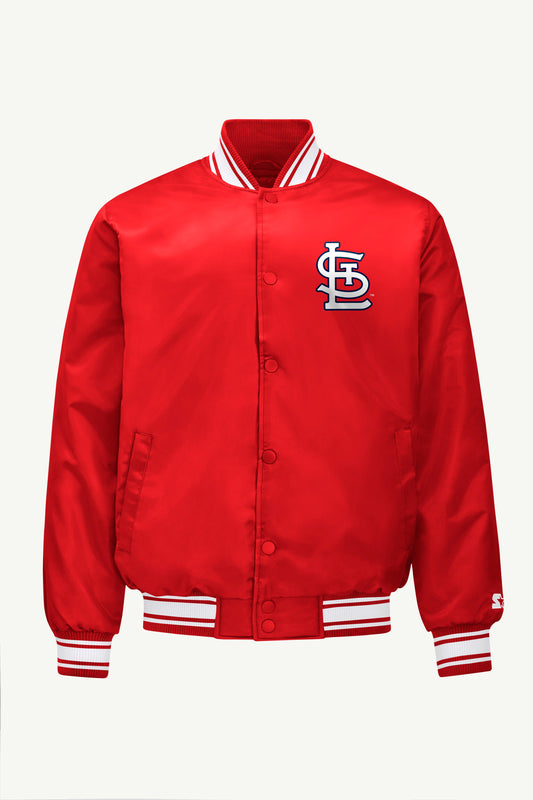 MENS ST LOUIS CARDINALS SATIN VARSITY JACKET - Red