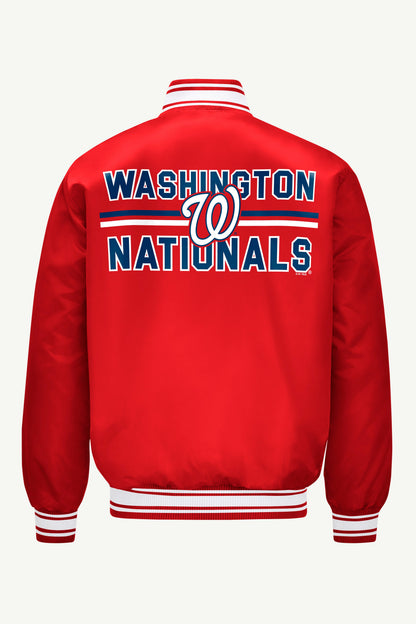 MENS WASHINGTON NATIONALS SATIN VARSITY JACKET - Red